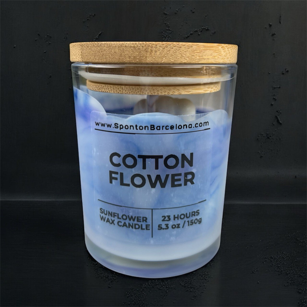 Vela Céu de Algodão Marmorizada | Cotton Flower | Cera de Girassol Vegana