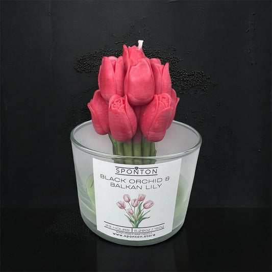 Velas de Orquídea - Aroma: Orquídea Negra y Lirio Balcánico - Cera vegetal de girasol