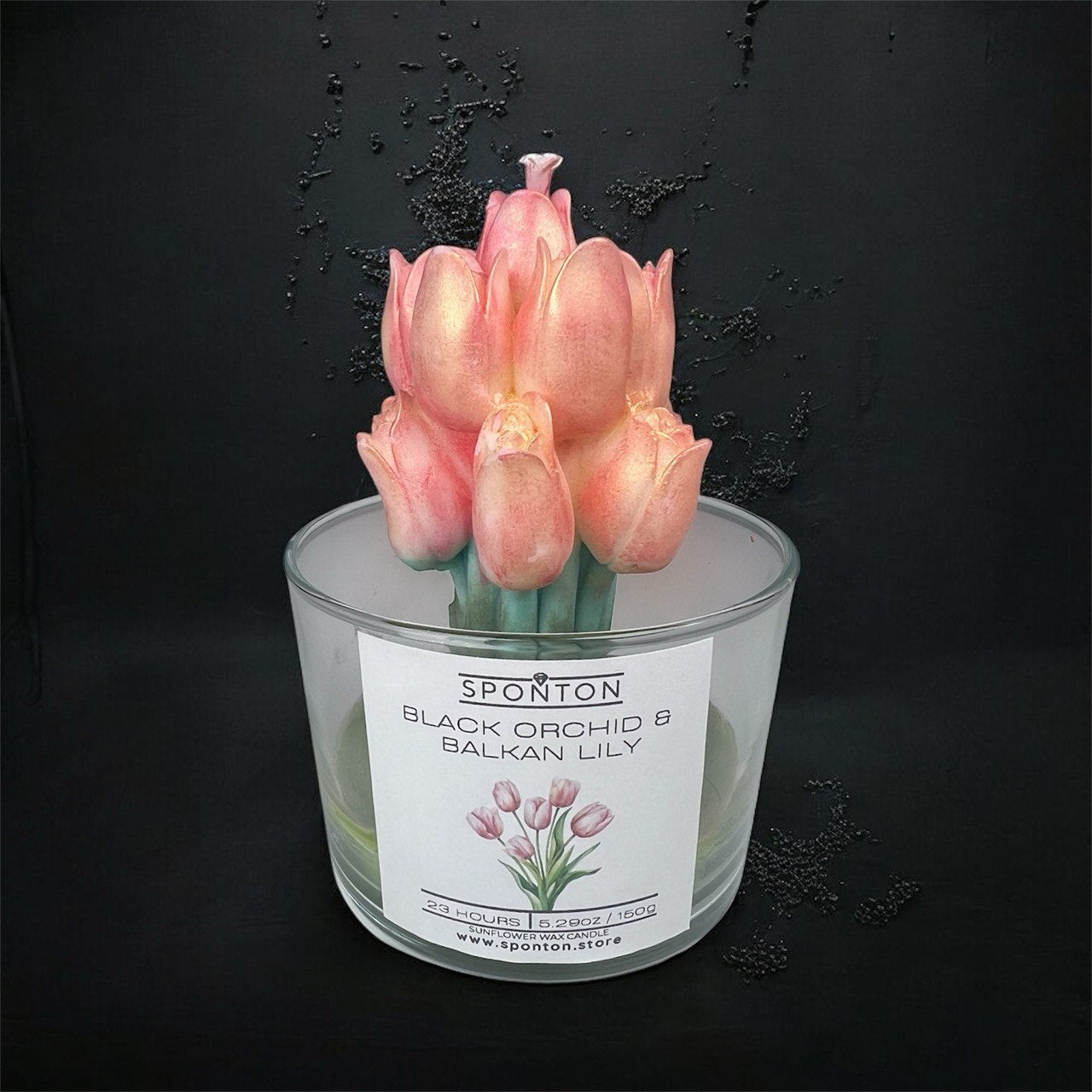 Velas de Orquídea - Aroma: Orquídea Negra y Lirio Balcánico - Cera vegetal de girasol