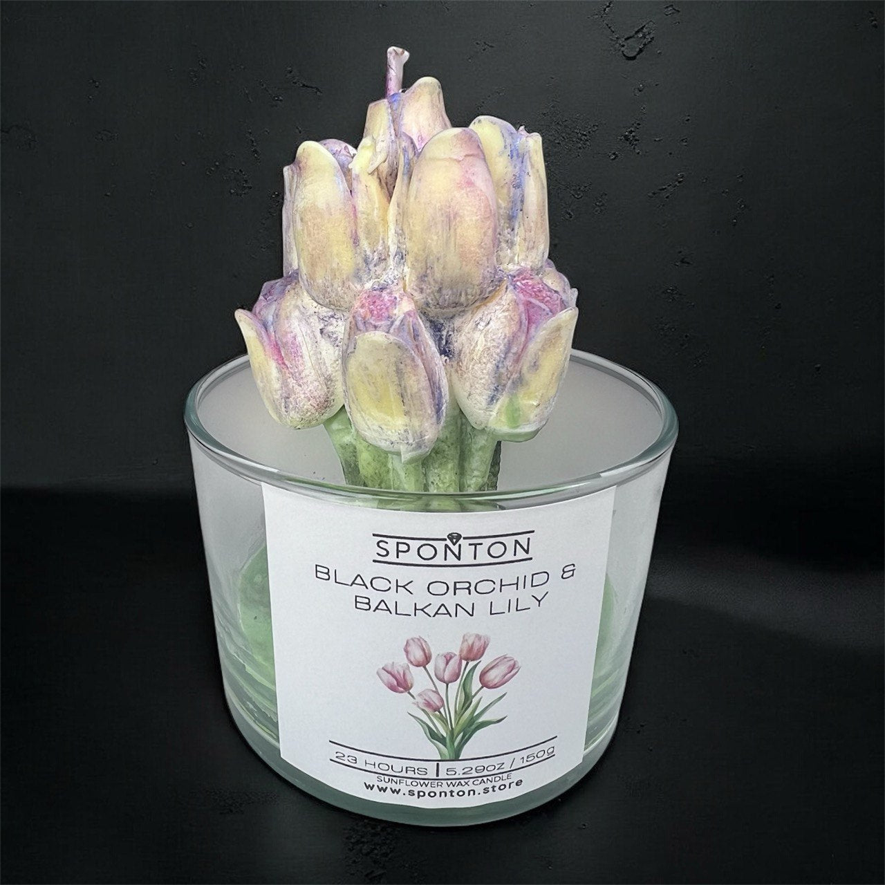 Velas de Orquídea - Aroma: Orquídea Negra y Lirio Balcánico - Cera vegetal de girasol