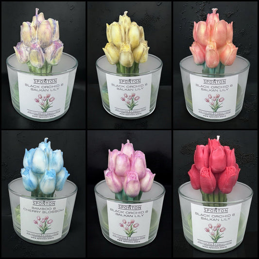 Velas de Orquídea - Aroma: Orquídea Negra y Lirio Balcánico - Cera vegetal de girasol